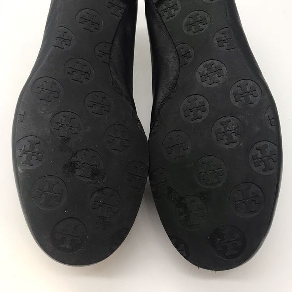 Tory Burch Classic Reva Butter Soft Leather Black Gold Ballet Flats Women's 6.5M - Picture 10 of 11